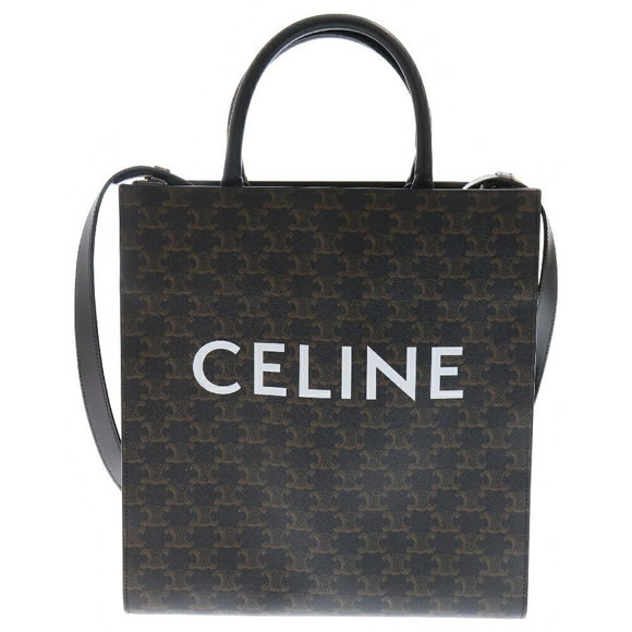 Celine Triomphe Vertical Cabas Shoulder Bag Tote Brown - Picture 1 of 5